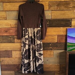 Simply Vera Vera Wang Brown and Cream Maxi Dress